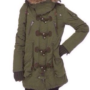 Japanese Brand SLY Jacket W/ Faux Fur Hood - Olive Green